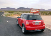 <b>Death Valley</b> - A few miles into the park, NV374 turns into Daylight Pass Road and it falls from 4300 feet to below sea level in 13 miles. And even though the sun was already dropping behind the mountains to the west, the temperature in the valley was 101° (it was 80° at the top.)(05/20/2018)