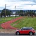 Instead of our usual daily walk in the neighborhood, we drove up to Oregon Tech and walked around the running track. (6/15/20)