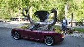 This dragon, that is made up of about 42,000 metal pieces and vehicle parts, sits right outside a relatively new souvenir stand that has popped up just across the street from the original, more motorcycle oriented, souvenir place, at the junction of NC28 & US129 near the start of The Tail of the Dragon. (5/10/14 Sneak Peek Photo 3A