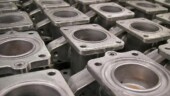 <b>Body - </b>These are the cast aluminum bodies of a gas mixing valve we make that go into gas pumps for service stations. There are hundreds of them in our stock room awaiting assembly, with almost as many on the line being built. It boggles my mind that that many new gas pumps are being sold, there must be a heck of a lot of new stations going in. (10/17/2003) OLYMPUS DIGITAL CAMERA