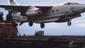 <b>EA-3B Approach No. 3 - </b>This image completes a series of shots (posted all out of order) I took of an EA-3B landing aboard the U.S.S. Midway. I was using my Canon F-1 with a motor winder and panning and zooming as the plane landed. EA-3B-Approach-No.-3