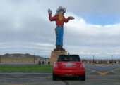<b>Wendover Will</b> - This was commissioned for the Stateline Casino in 1952. Wendover Will was named after the town of Wendover and William Smith, who founded the Stateline Casino. The 63-foot-tall sign was intended to draw travelers in from US Highways 40 and 50, later known as Interstate 80. (05/11/2018)