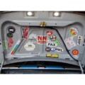 The only sticker we "heart" enough to put on the outside of the car is the dragon from Deals Gap. The rest go inside the trunk lid. (6/21/20)