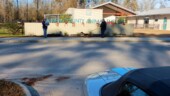 <b>Animal Shelter (with Animal): </b>Donna, Lucky and Lucky's owner in front of the Aiken County Animal Shelter. (12/30/17)