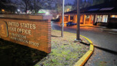 <em>Vista Station</em> - It was still dark for this Post Office and I cold have used the other photo I took, but I liked being able to put the sign in the shot. (12/8/24)