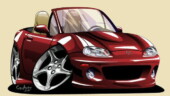 <b>Caricature - </b>This is my new car as rendered by Dave Scott. Bet you wish you had one, huh? You can, just go to CarArtz.com. He does other cars besides Miatas too. Caricature