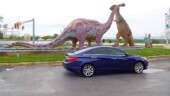 <b>Dinosaurs</b> - As much of a surprise as yesterday's covered bridge was, the sight of this bit of Roadside America on our way to the Scottish Games was even bigger. Pun intended. (09/01/12) Dinosaurs