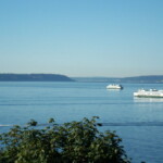<b>Breakfast View - </b>This is the view from the dining room window as you enjoy a home cooked breakfast. Those are the ferry boats that cross every half hour between Mukilteo on the mainland and Clinton, WA on Whidbey Island. (09/29/06) Breakfast View