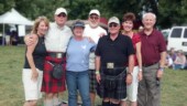 <b>Scottish Games Group Photo</b> - left to right: Cousin Susie, Cousin Dun?can, Donna, Me, Cousin Jimmy, Cousin Lau?rie, Howard. These are all Donna's cousins except for Howard and me. Laurie & Susie are daughters of her father's brother while Duncan and Jimmy are brothers of her father's sister. Got that? (09/01/12) Scottish Games Group Photo