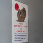 <b>Paddles - </b>Cute sign tacked to the restroom doors at the Licoln Memorial. Paddles explains - "These activities damage the trees, allowing insects and disease to infect them. We want our small young trees to grow into stout, old trees. They won't have a chance, if they get damaged." (04/10/2007) Paddles