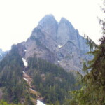 <b>Mount Baring - </b>Looking across Barclay Lake you see the 3,700 foot high northeast face of Mount Baring. The peak is actually at an elevation of 6,125 feet. (05/26/07) Mount Baring