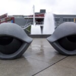 <b>Eye Benches - </b>by Louise Bourgeois. There are three sets of these giant eyes welcoming visitors to the Olympic Sculpture Garden on Alaska Way. On one side they look at you and on the other they beg you to sit on bench shape. Not sure if these are I, II or III. (05/27/07) Eye Benches