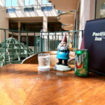 <b>Gnorm Enjoys A Canadian 7UP - </b> A refreshing drink is enjoyed on the inside balcony of the Aston Pacific Inn, Surrey, BC Canada. (05/29/07) Gnorm-Enjoys-A-Canadian-7UP