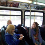 <b>Shuttle - </b>Donna's brother Jim, his wife Linda and their daughter Jennifer aboard the free waterfront shuttle. We were on our way to see Jim's #1 Seattle landmark, Sylvester the Mummy at Ye Olde Curiosity Shop. (05/27/07) Shuttle