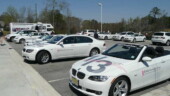 <b>Full Lot - </b>At around 12:30 they stopped sending cars back out on the course. They were gathering them all up for the Survivor's Drive. They put a breast cancer survivor in every car and gave them a police escorted lap. (03/35/08) Full Lot