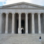 <b>Jefferson Memorial II - </b>I kind of like this image of the lone person on the steps looking up at the statue of Mr. Jefferson. (04/10/2007) Jefferson Memorial II