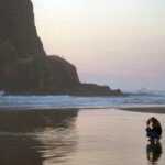 <b>Photographing Haystack 2 - </b>Some photographers will go to great lengths to get that perfect image. Me, I prefer to keep my feet dry. (10/01/06) Photographing Haystack 2