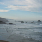 <b>Oregon Coast 1 - </b>If you looked straight west, out to sea, the sky would appear normal, but if you looked parallel to the beach you could see the effect of all that pounding surf, a mist and fog that hovered above the ground. (10/02/06) Oregon Coast 1