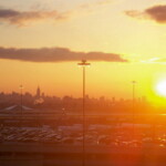 <b>Manhattan Sunrise - </b>A view of the sun coming up over Manhattan from the 8th floor of the Newark Airport Marriott Hotel. (4/14/2007) Manhattan Sunrise