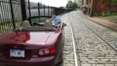 River Street in Savannah, GA. The cobblestones rattled the heck out of the car until I discovered that the width of the train tracks and the track width of the Miata were roughly equal. (5/25/14) Destination - Brick/Cobblestone Road