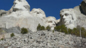 <b>Mt Rushmore Up - </b>Looking up at the big heads from the closest you can get (officially) on the Presidential Trail. (04/13/09) Mt Rushmore Up