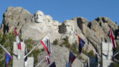 <b>Mt Rushmore Flags - </b>This walkway towards the viewing gallery has a flag from every state flying. (04/13/09) Mt Rushmore Flags