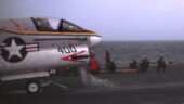 <b>Steam - </b>Here is a Vought A-7 Corsair moments away from catapulting off the deck of the U.S.S. Midway. The pilot has saluted the Launch Officer and has braced his helmet back against his headrest in anticipation of going from a standstill to 120MPH in less than 300 ft. The engine is at full power and you can see the steam from the cat being sucked into the huge intake of the plane. Steam