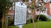 <b>Historic Landmarks 04 - Aiken Institute: </b>Historical Marker close-up