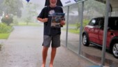 <b>Rain Storm: </b>We were supposed to get some hail with this storm, so the Miata stayed in the garage and I stood outside holding the sign. All we got was rain and all I got was wet. (6/23/18)