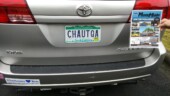 <b>Clever Vanity Plates 01 - CHAUTQA: </b>Don't break your head trying to figure out what this one means. Neither one of us knew what the aim of the plate was until we noticed the bumper sticker: Chautauqua Bats - Chautauqua Bird, Tree and Garden Club (2/10/18)