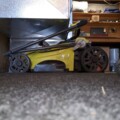 My lawnmower is slammed so it can be tucked under the home A/C ducting. (6/27/20)