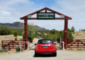 <b>Lone Mountain Ranch</b> - We then took a little drive further north on NM14. Stopped and took a photo here because we were here in 2009 visiting with Donna's youngest brother Scott and family who were helping their friends run the annual cattle auction and sale.
(05/07/2018)