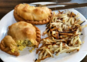 <b>Breakfast in Gainesville, TX</b> - Because we were at a place with Fried Pies in their name, we both opted to try one for breakfast and both our reviews of this dish were, “Interesting, not bad, but I bet the fruit pies are better.”(05/25/2018)