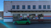 <em>Myrtle Point</em> - Those red, white & blue stripes stop before they reach the Mexican restaurant to the right of the post office in the building. (3/14/26)
